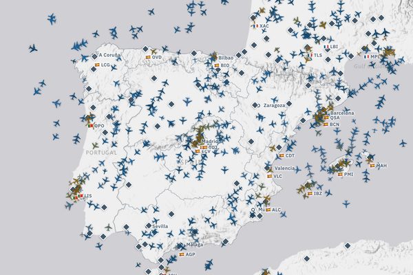 Aviones en vuelo, en tiempo real: vista del mapa