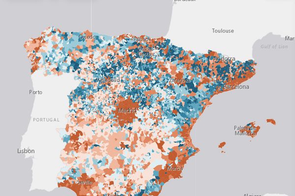 Población por municipio desde 1842: vista del mapa