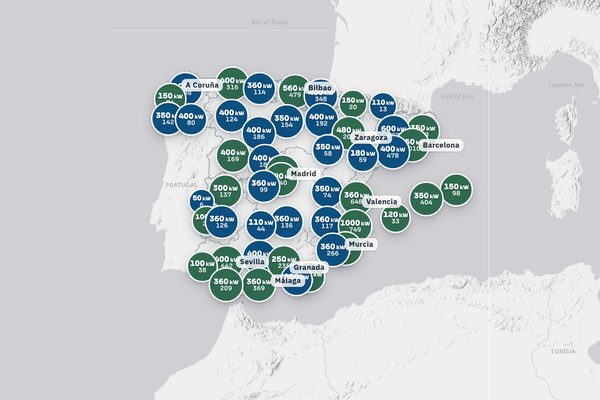 Electrolineras y puntos de recarga: vista del mapa