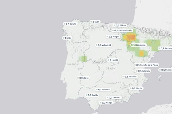 Niveles de polen, hoy: vista del mapa