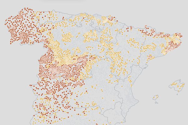 Radón por municipio: vista del mapa