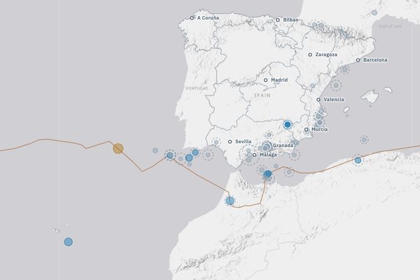 Terremotos en tiempo real: vista del mapa