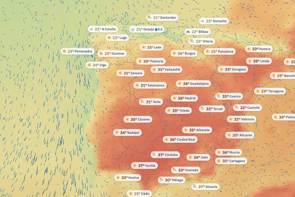 El tiempo, hora a hora: vista del mapa