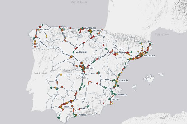Trenes en tiempo real: vista del mapa
